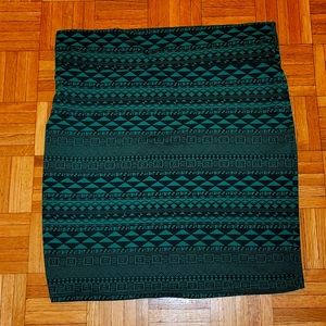 Green Aztec print skirt